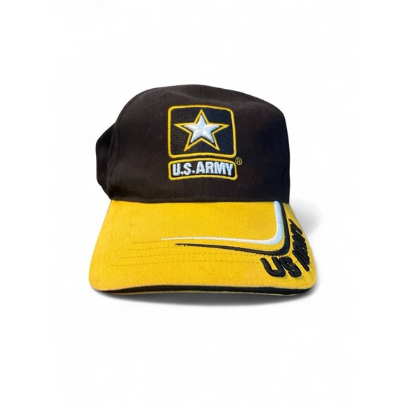 US Army Strong Star Go Army Reserve Baseball Cap Hat Black Yellow Made In USA - Picture 1 of 3
